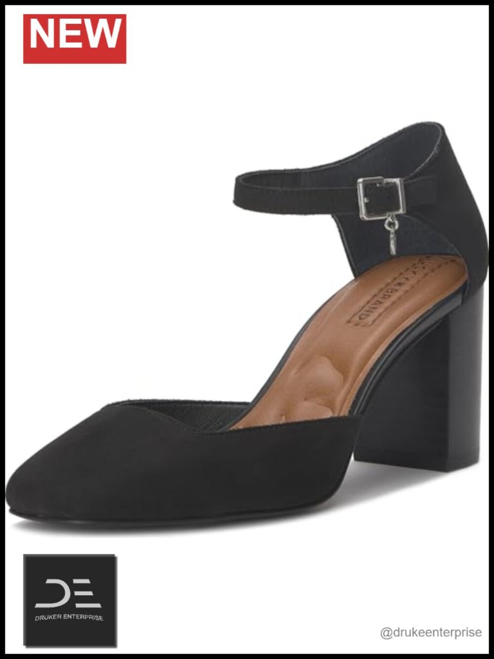 Luxury Suede Ankle Strap Closed Toe Pumps